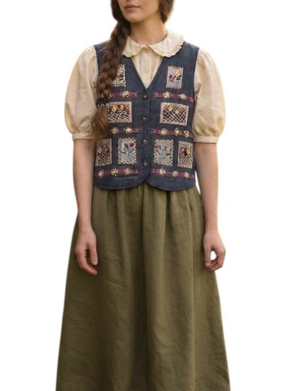 Vintage 90s Napa Valley Petites Patchwork Denim Vest Blue Small